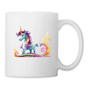 Regenbogen-Einhorn Farbströme - Tasse - Weiß - Rechts