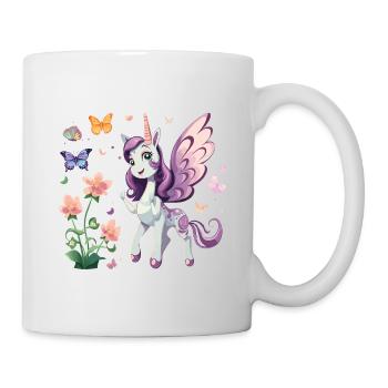 Purple Unicorn with Butterflies - Mug - white - Right