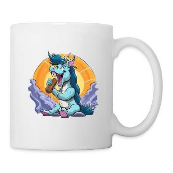 Blauer Drachen-Sänger vor Sonnenkreis - Tasse - Weiß - Rechts