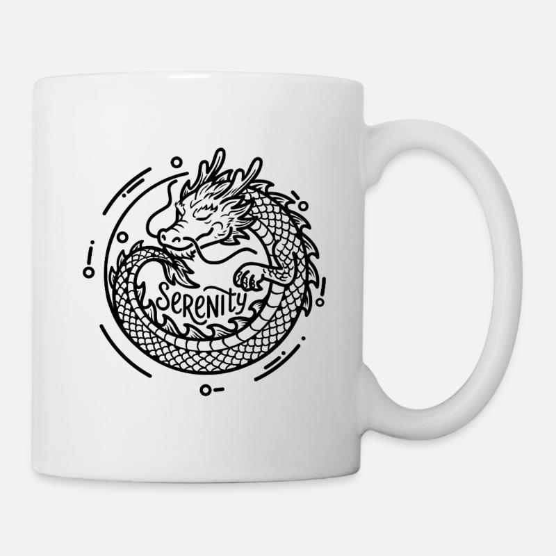 Serenity Dragon - Mindfulness & Fantasy - Mug - white