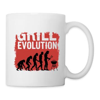 Grill Evolution Lustiger Grillmeister Spruch - Tasse - Weiß - Rechts