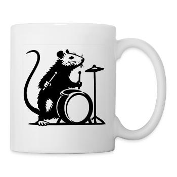 Ratte am Schlagzeug - Tasse - Weiß - Rechts