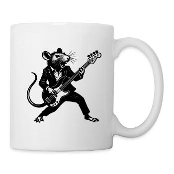 Ratte mit Bass im Anzug - Tasse - Weiß - Rechts