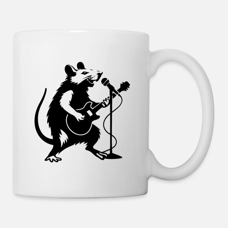 Ratterrock star à la guitare - Mug blanc - blanc
