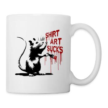 Graffiti Rat with Brush "Shirt Art Sucks" - Mug - white - Right