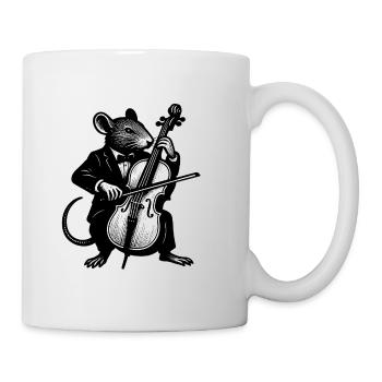 Maus im Smoking spielt Cello - Tasse - Weiß - Rechts