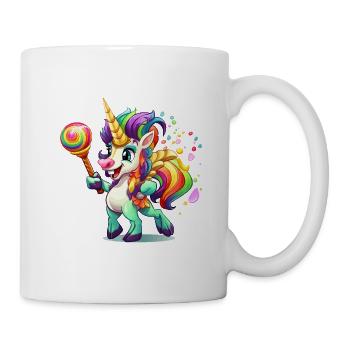 Licorne colorée avec bonbonne - Mug blanc - blanc - Droite