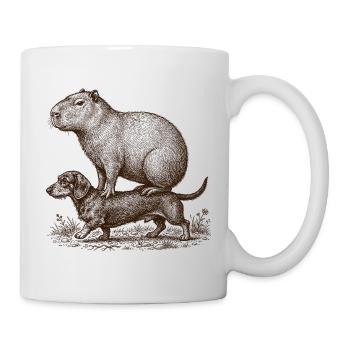 Drôle de capybara chevauchant teckel - Mug blanc - blanc - Droite