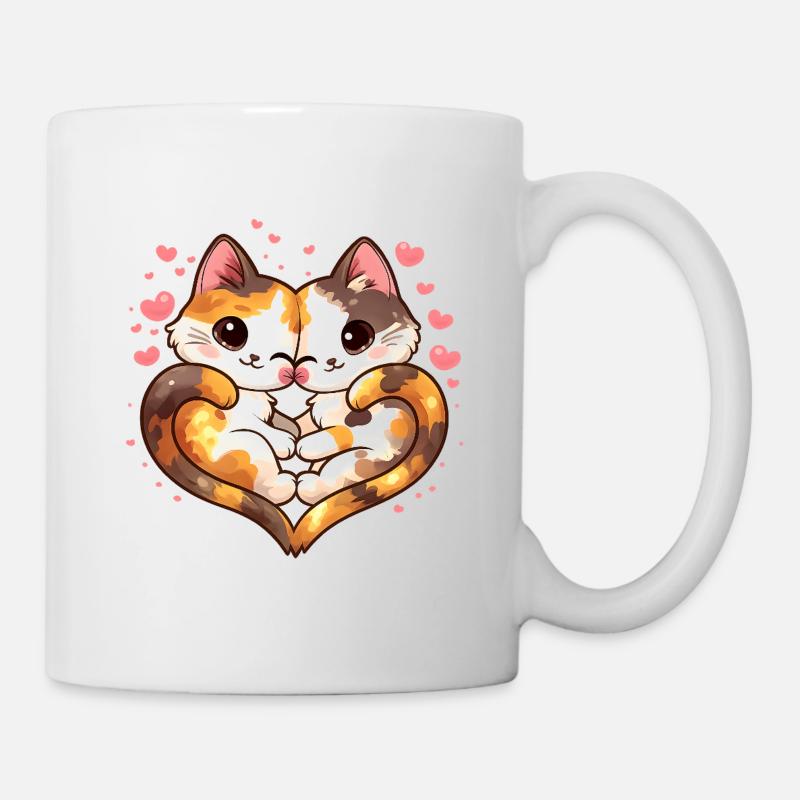 Cuddly Kawaii Cats with Heart – Cute Cats - Mug - white