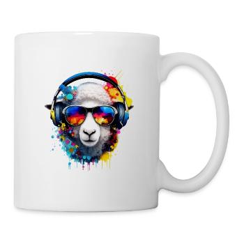 Sheep with headphones in Nebula colors - Mug - white - Right
