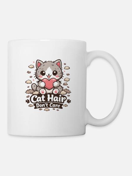 Cat Hair Don't Care Motif - Mug - white