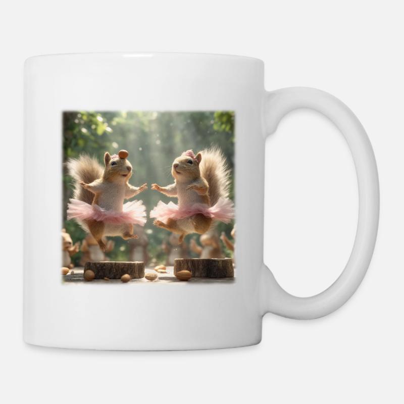 Ballet Squirrel in Tutu with Acorns - Mug - white