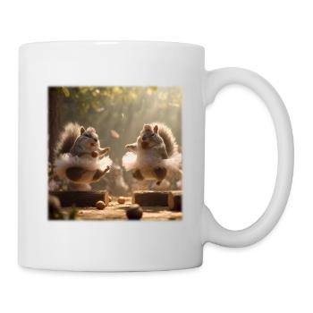 Tanzende Eichhörnchen im Tutu mit Eicheln - Tasse - Weiß - Rechts