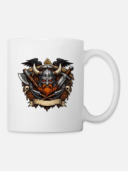 Wikinger Krieger Helm - Tasse - Weiß