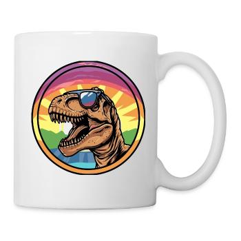 T-Rex Sunset with Sunglasses - Mug - white - Right