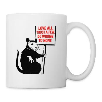 Ratte mit Protest-Schild - Tasse - Weiß - Rechts