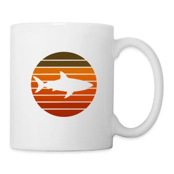 Sonnenuntergangshai Silhouette - Tasse - Weiß - Rechts