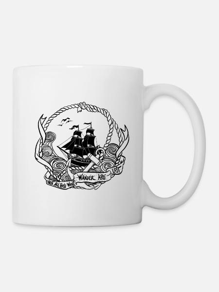 Navire pirate dans un cercle de cordes - Mug blanc - blanc