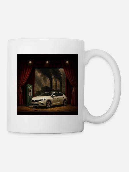 Elektroauto auf der Rauchszene - Tasse - Weiß