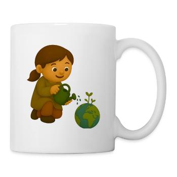Little environmentalist pouring globe - Mug - white - Right