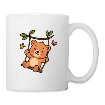 Kleiner Bär auf Schaukel - Tasse - Weiß - Rechts