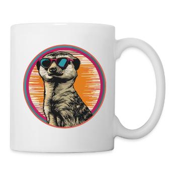 Suricate avec des lunettes de soleil rétro - Mug blanc - blanc - Droite