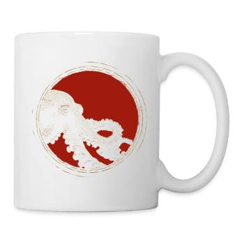 Octopus Vintage à l’encre rouge - Mug blanc - blanc - Droite