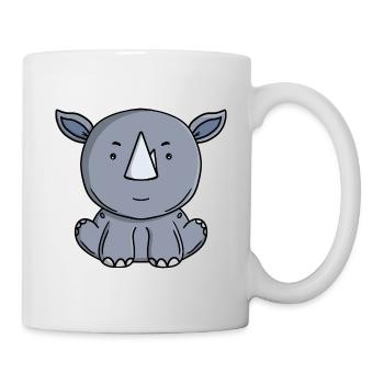 Cute Baby Rhino Kawaii Safari Animal Cartoon  - Mug - white - Right