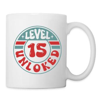 Niveau 15 débloqué – Un design sympa pour les joueurs - Mug blanc - blanc - Droite