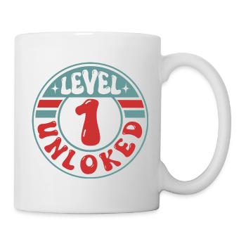 Level 1 Unlocked – Cool Gamer Design - Mug - white - Right