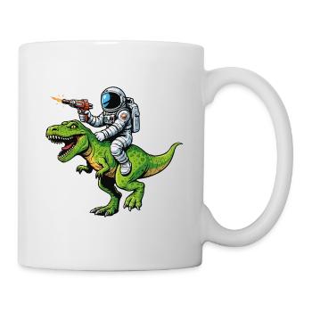 Astronaut auf Dino: Laserjagd - Tasse - Weiß - Rechts