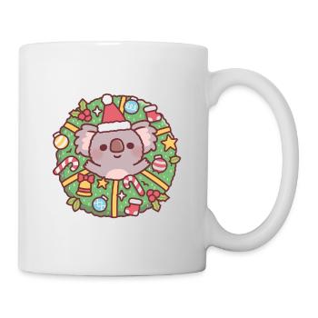 Süßer Koalabär im Weihnachtskranz - Tasse - Weiß - Rechts
