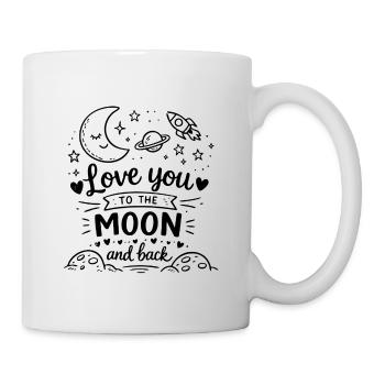 Je t’aime jusqu’à la lune et je reviens gribouiller - Mug blanc - blanc - Droite