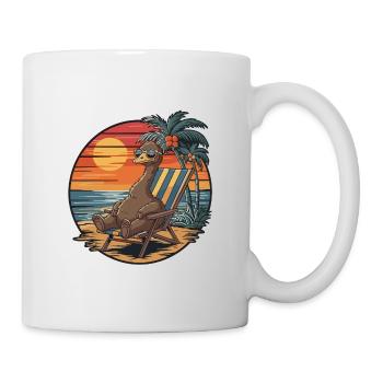 Émeu drôle sur le coucher de soleil des vacances d’été sur la plage - Mug blanc - blanc - Droite