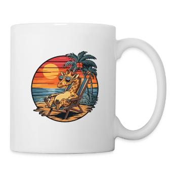 Lustige Giraffe am Strand, Sommerurlaub Sonnenuntergang - Tasse - Weiß - Rechts