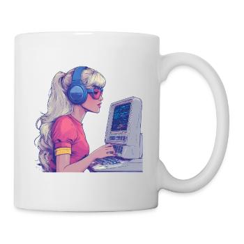 Retro Gamer Girl im Neonstil - Tasse - Weiß - Rechts