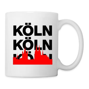 Köln Skyline – Ewiger Stolz! ming hätz jet op - Tasse - Weiß - Rechts