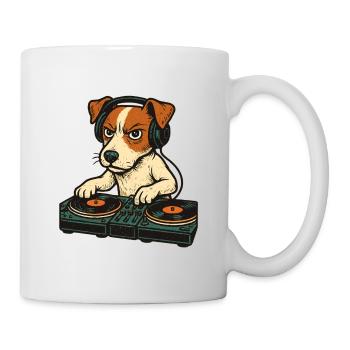 Jack Russell Terrier DJ Platines Cadeau Techno - Mug blanc - blanc - Droite