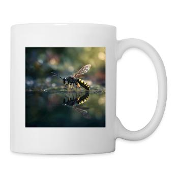 Une guêpe avec réflexion Photographie macro élégante - Mug blanc - blanc - Droite