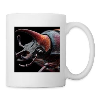 Nashornkäfer Makro Porträt Wildlife Grafik - Tasse - Weiß - Rechts