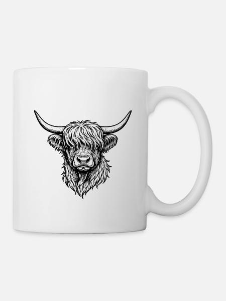 Highlander Line Drawing Monochrome - Mug - white