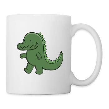 Niedlicher grüner Alligator fröhlicher Kawaii-Krokodil - Tasse - Weiß - Rechts