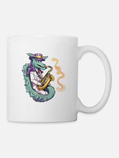 Drachen-Saxophonist im Smoking - Tasse - Weiß