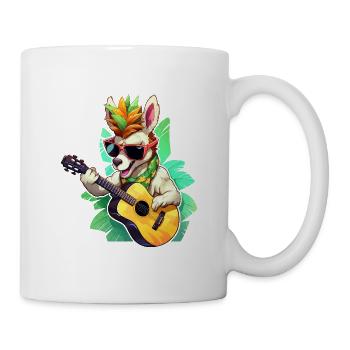 Lama mit Gitarre in Tropen - Tasse - Weiß - Rechts