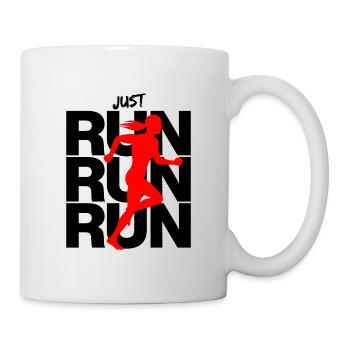 JOGGEN FRAU – RUN QUEEN! LAUFEN, RENNEN, GO FOR IT - Tasse - Weiß - Rechts