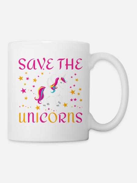 Save the unicorns - Tasse - Weiß