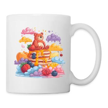 Cuddly bear on pancakes - Mug - white - Right