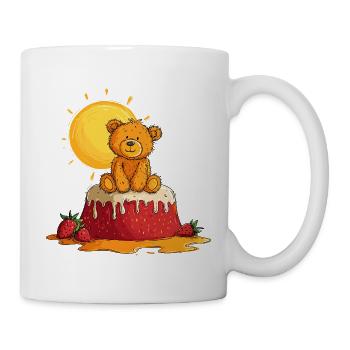 Teddy bear on cake with sun - Mug - white - Right