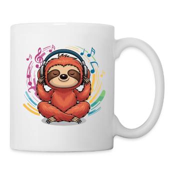  Entspanntes Faultier Mit Kopfhörern Musik Yoga - Tasse - Weiß - Rechts