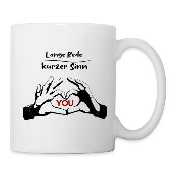 Rotes YOU Typografie auf Schwarz - Tasse - Weiß - Rechts